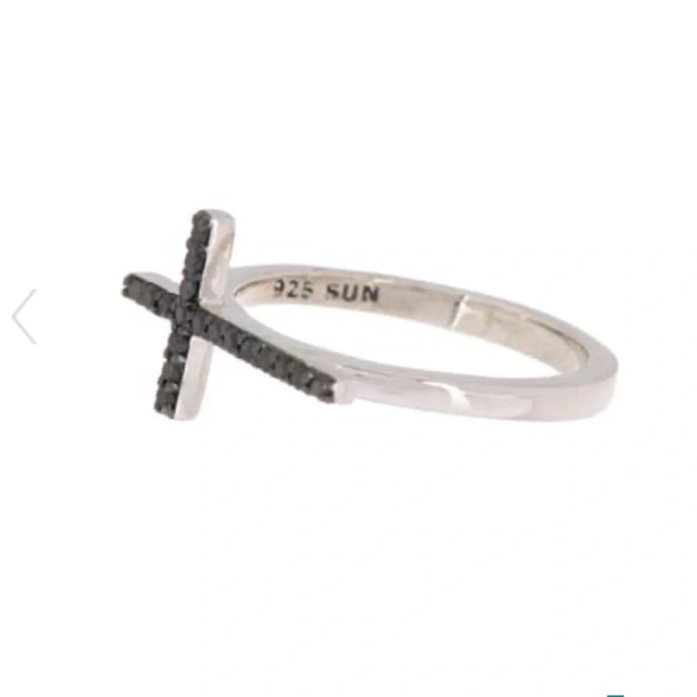 SAVVY CIE sterling & black diamond cross ring sz 7 - NEW! - Picture 4 of 7